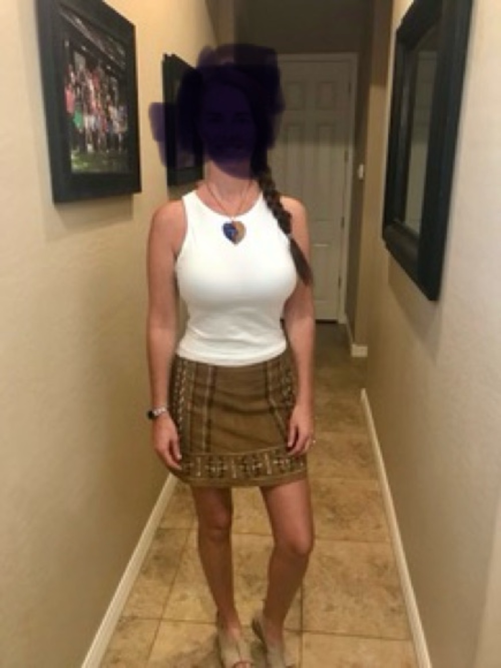 Abercrombie & Fitch Brown Embroidered Mini Skirt